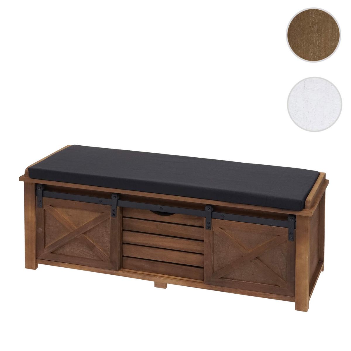SITZBANK MIT STAUFÄCHERN Schwarz - Schwarz, Holz (102/43/33cm) - MCW