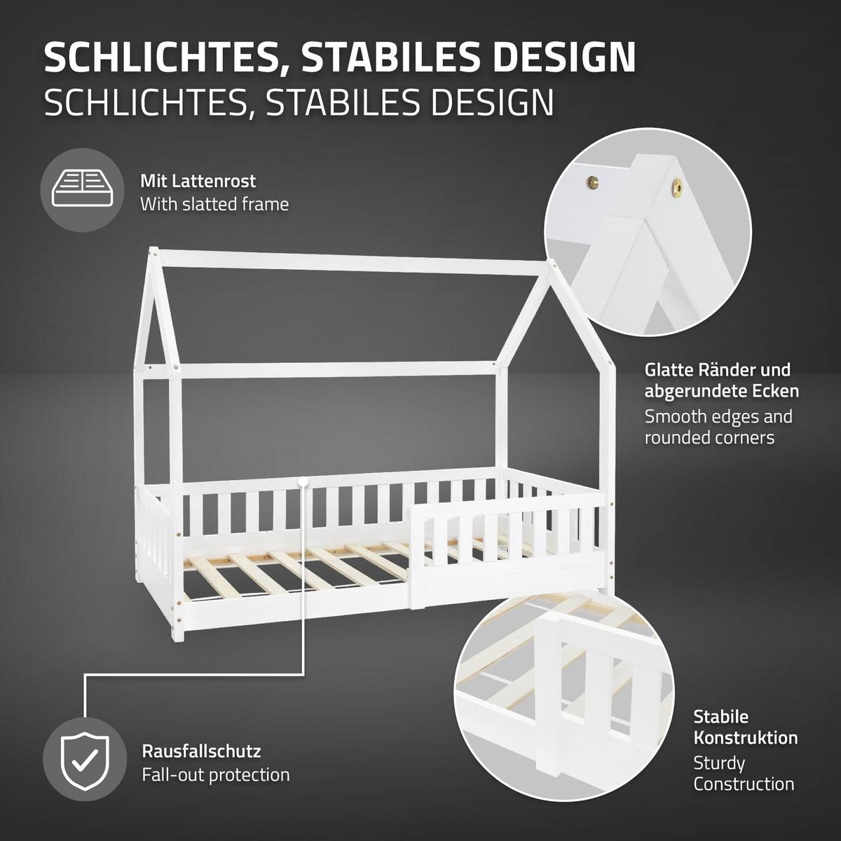 KINDERBETT mit Dach 80x160 cm Weiß - Weiß, Holz (80/160cm) - ML-DESIGN