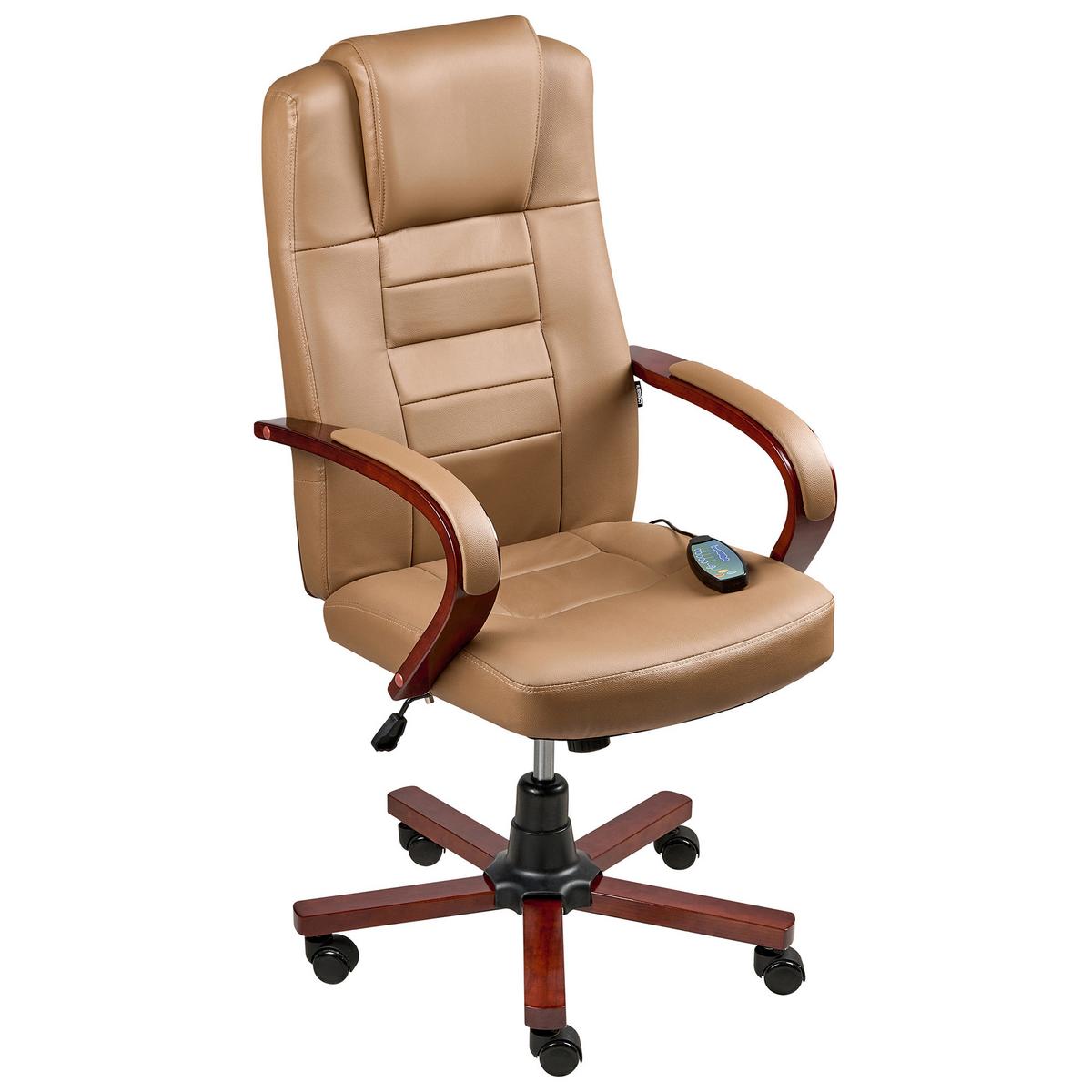 MASSAGESTUHL Hellbraun Diamond - Hellbraun/Schwarz, Leder (66/118/66cm) - Beliani