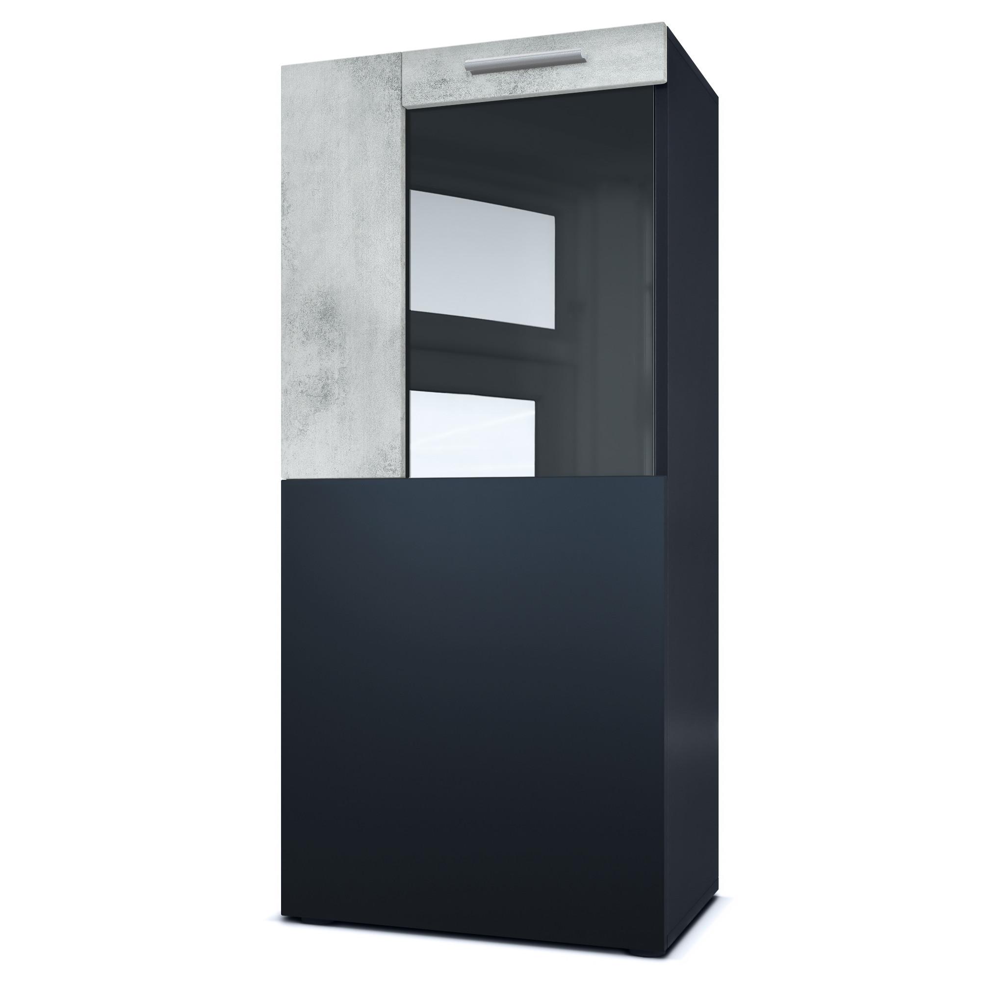 VITRINE Movie Absetzungen in Beton Oxid Optik - Hellgrau, Holzwerkstoff (50.5/111/32.5cm) - Vladon