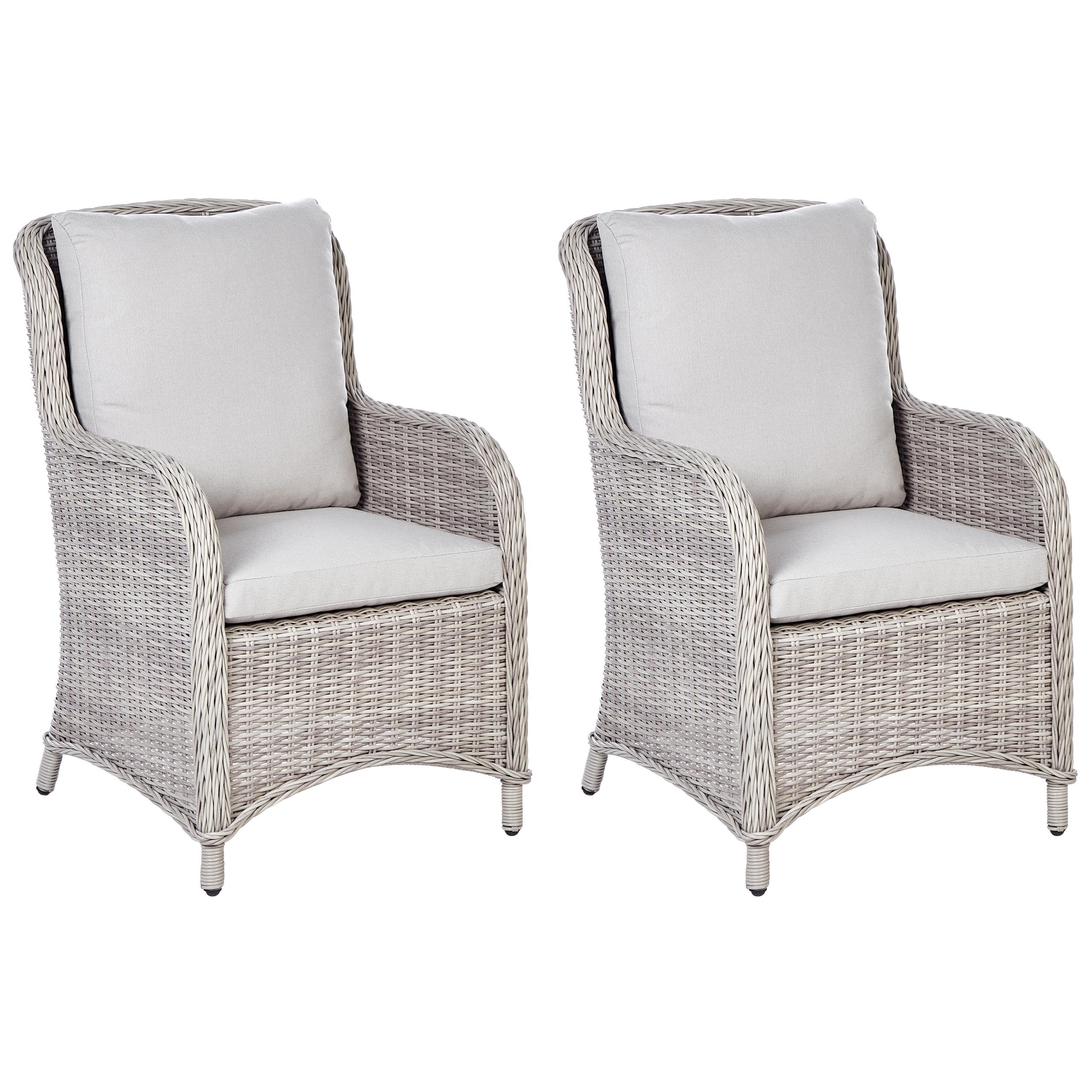 GARTENSTUHL 2er-Set Taupe Cascais - Beige/Grau, Kunststoff (60/96/73cm) - Beliani