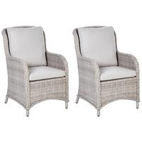 GARTENSTUHL 2er-Set Taupe Cascais - Beige/Grau, Kunststoff (60/96/73cm) - Beliani