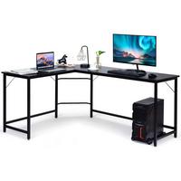 COMPUTERTISCH Schwarz - Schwarz, Holzwerkstoff (125.5/167.5/73.5cm) - COSTWAY