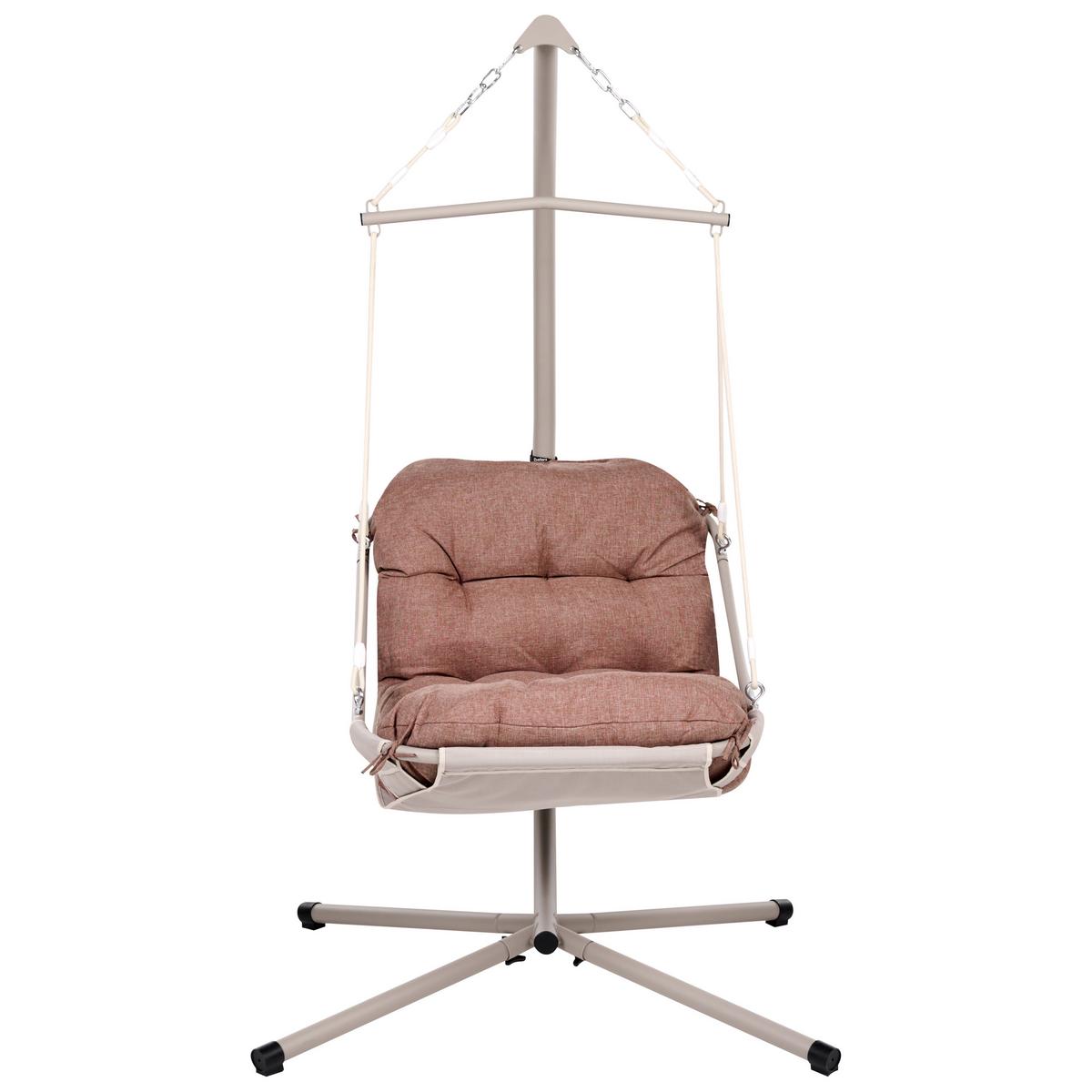 HÄNGESESSEL mit Gestell Metall Braun Alghero - Beige/Braun, Textil (109/195/101cm) - Beliani