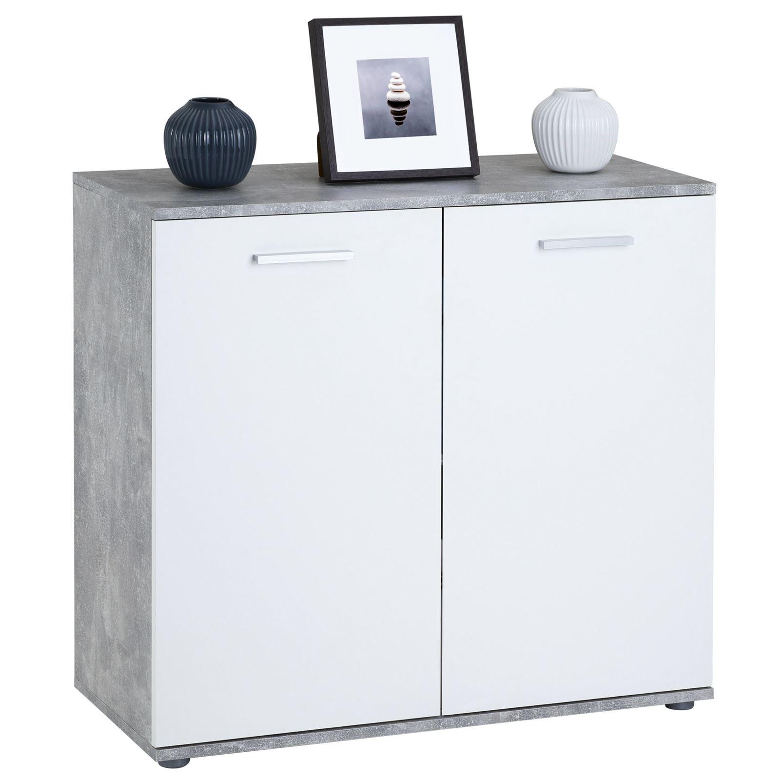 KOMMODE CHICAGO Betonoptik/weiß - Weiß/Grau, Holzwerkstoff (91/82/40cm) - CARO-Möbel