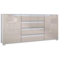 SIDEBOARD Sylt Sandgrau Hochglanz / Weiß Hochglanz - Sandfarben, Holzwerkstoff (166.5/75.5/35cm) - Vladon