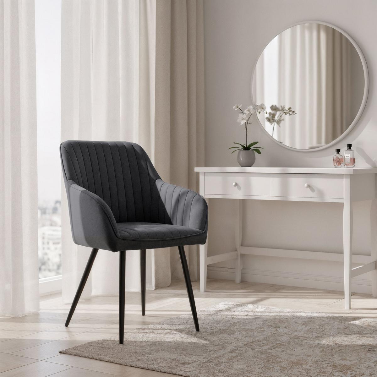POLSTERSTUHL 2er Set, Metallbeine Graphit 54,5/82/58 - Grau, Textil (55/82/52cm) - RAUMHIRSCH FURNITURE