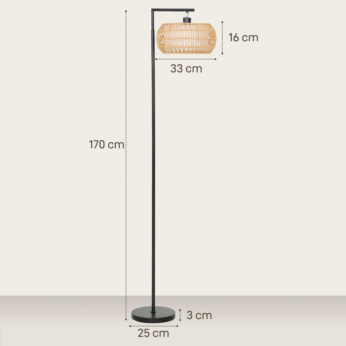 LED-STEHLAMPE Stahl TC-Stoff Schwarz - Schwarz, Metall (52/33/170cm) - HOMCOM