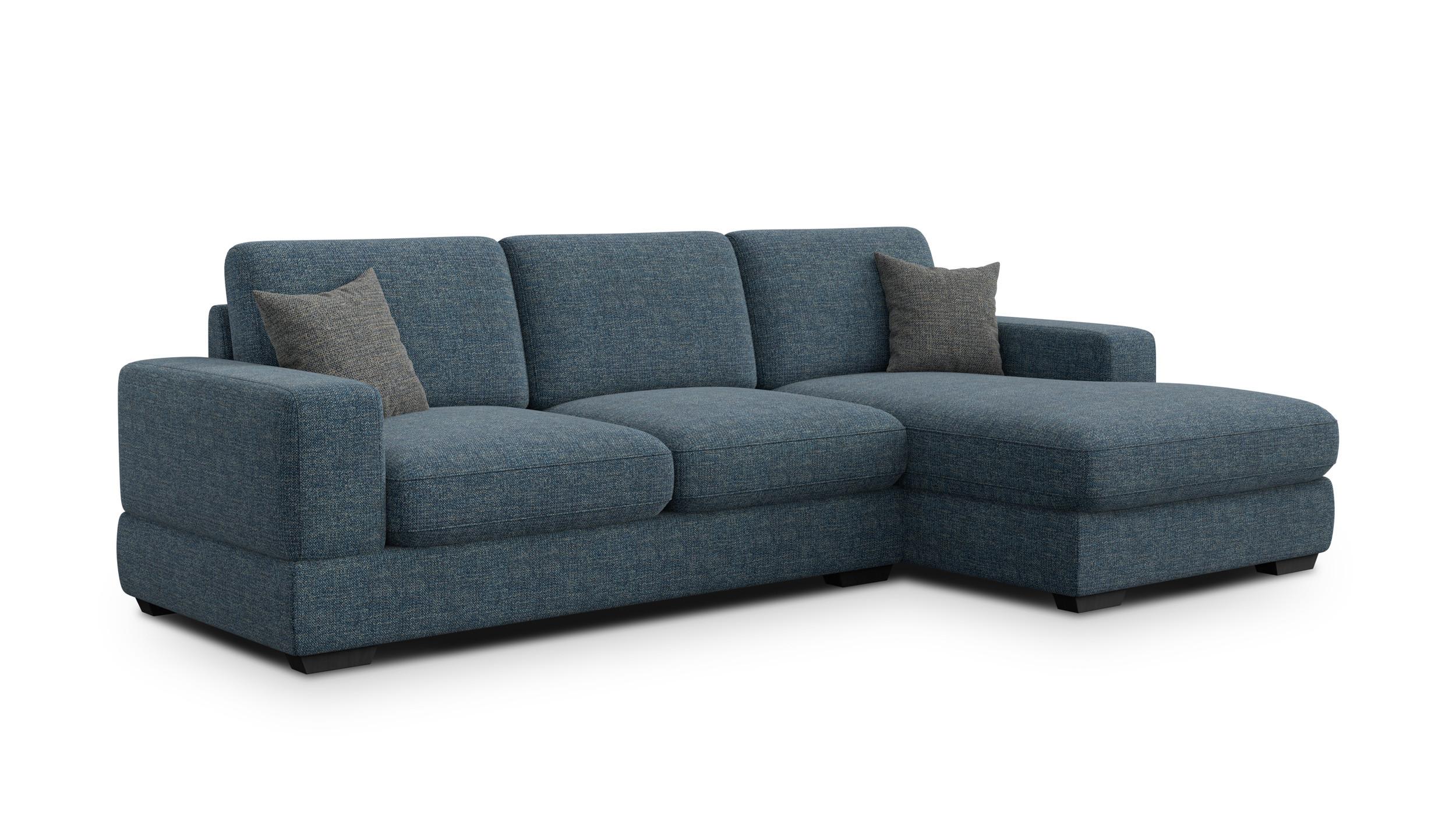 ECKSOFA OTTO 4-Sitzer, marineblau - Blau/Schwarz, Holz/Textil (279/159cm) - Wozimo