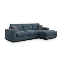 ECKSOFA OTTO 4-Sitzer, marineblau - Blau/Schwarz, Holz/Textil (279/159cm) - Wozimo