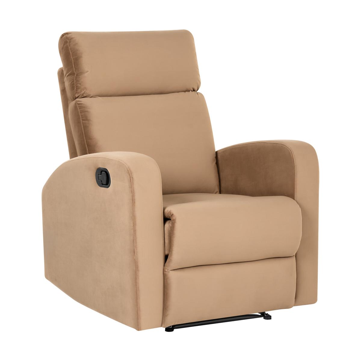 SOFA-SET manuell verstellbar 3-Sitzer Samtstoff Hellbraun Verdal - Hellbraun/Braun, Textil (133/100/73cm) - Beliani