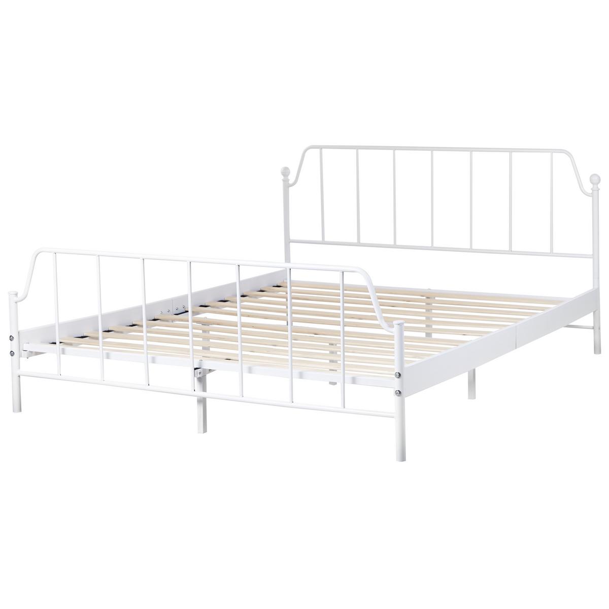 BETT mit Lattenrost 160/200 cm Weiß Mauressac - Weiß, Metall (160/200cm) - Beliani