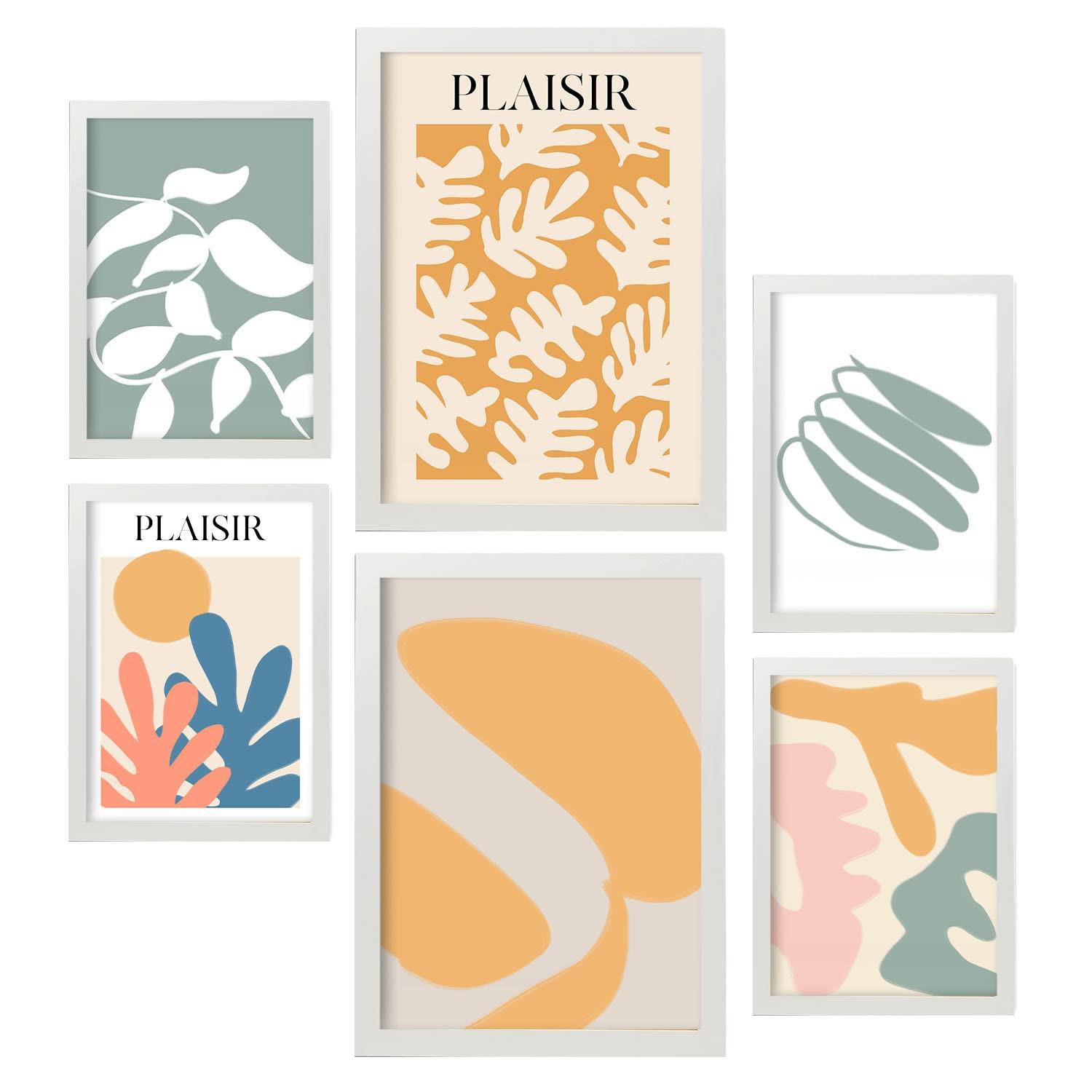 POSTER Set Mit 6 Vegetation Sammlung A3 & A4 Weißer Rahmen - Weiß, Papier (29/3cm) - Nacnic