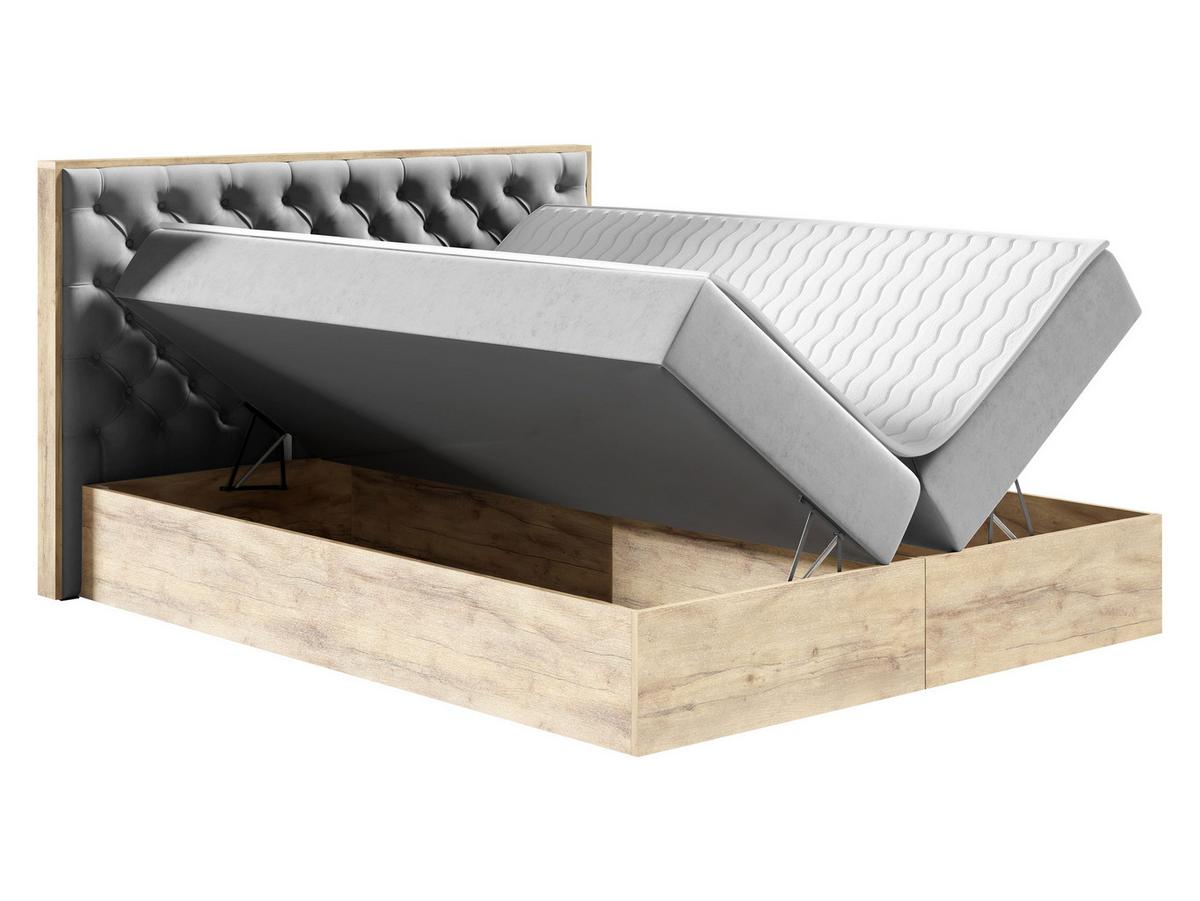 BOXBETT Wood 3 - H3 - Eiche Wotan/Grün, Holz/Textil (160/200cm) - MIRJAN24