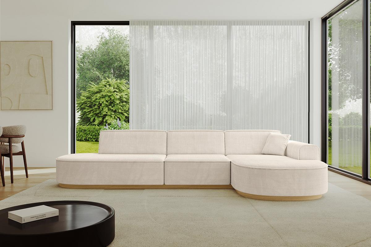 ECKSOFA Ottomane Rechts MARI-L2-v2 - 328x171x83 cm Beige Cord - Beige, Holzwerkstoff/Textil (171/328cm) - ALTDECOR