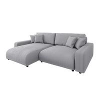 ECKSOFA Emma Hellgrau Cord - Ottomane links - Hellgrau, Textil (234/170cm) - S-Style Möbel