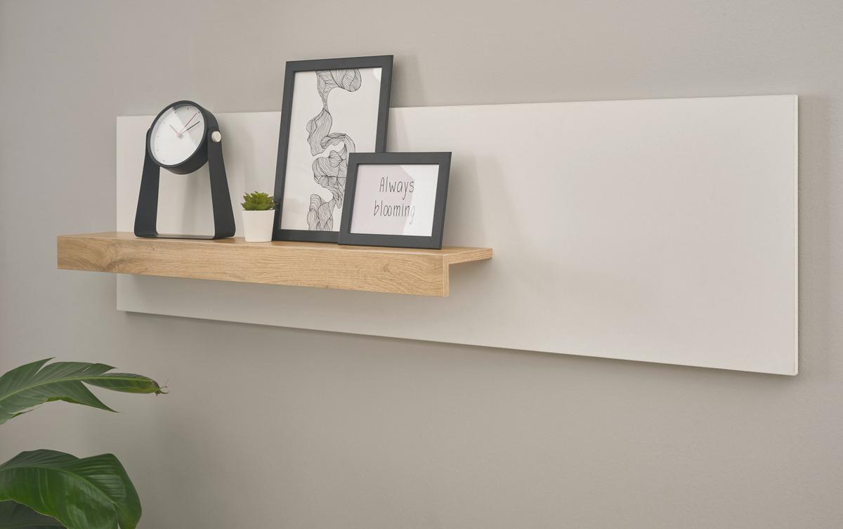 AKTENREGAL weiß matt, Eiche Wotan 140 cm, Wandregal für Homeoffice und Büro - Eiche Wotan/Weiß, Holzwerkstoff (140/40/17cm) - Furn.Design