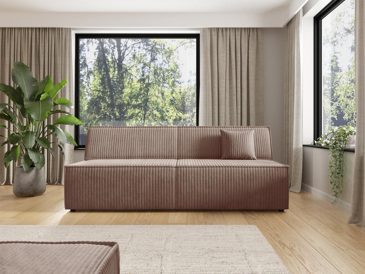 BETTSOFA TESSO Braun Kordstoff mit Schlaffunktion - Braun, Holz (202/74/94cm) - MASSENO