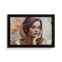 POSTER MIT RAHMENGERAHMTES BILD Frau - Lackierung - Porträt - Modern 30x20 cm - Altrosa, Papier (30/20cm) - MuchoWow