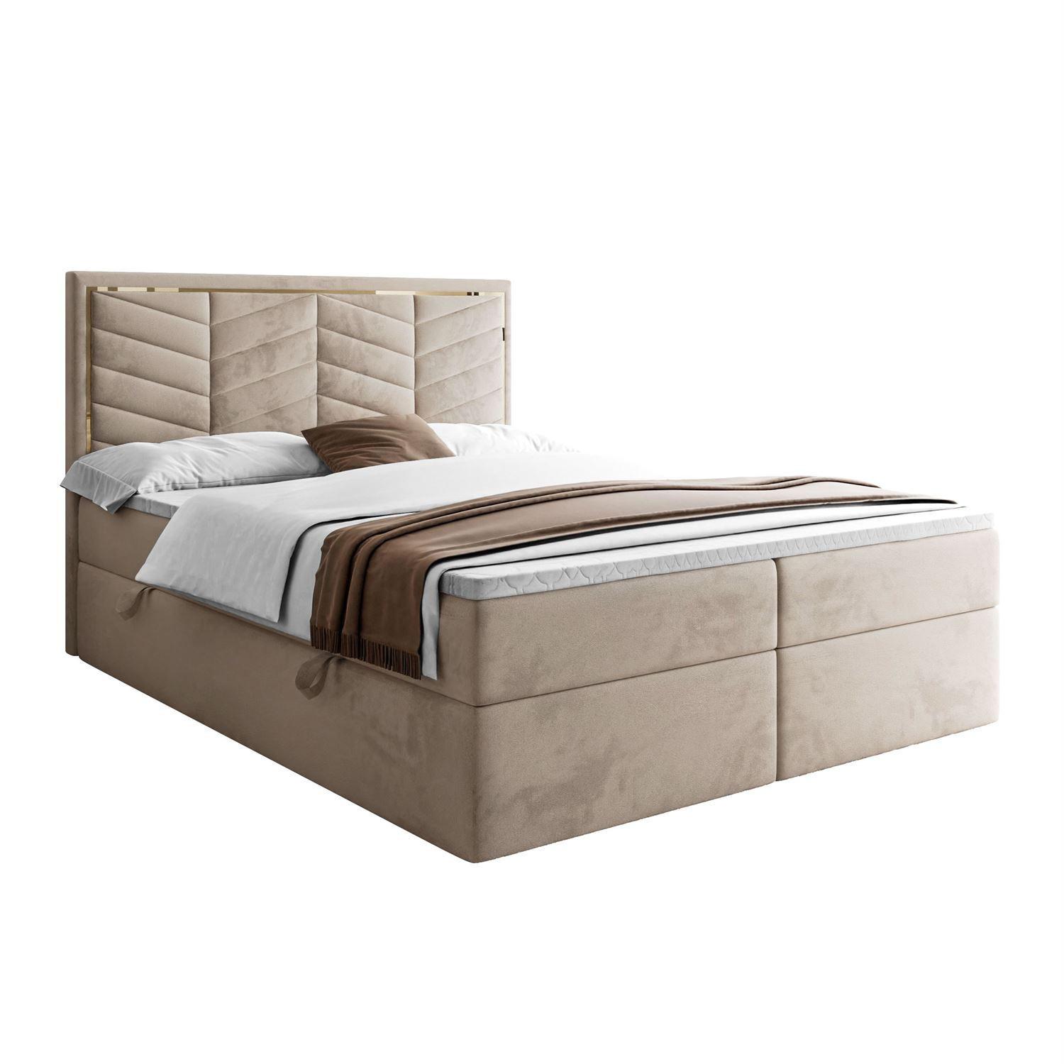 KONTINENTALBETT AURORA 160x200 mit Bettkasten Royal Velvet 170 - Beige, Textil (160/200cm) - Lookway
