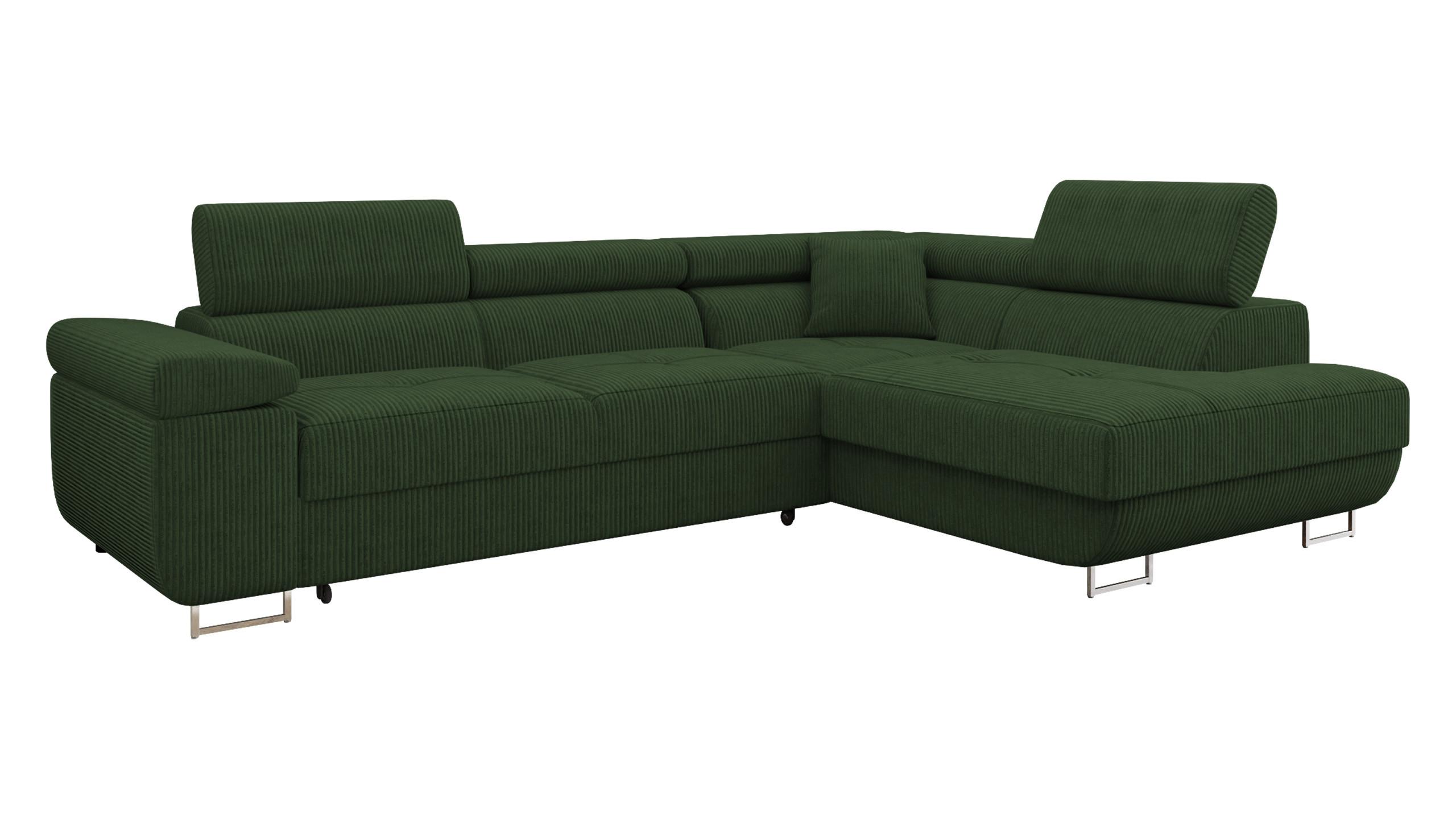 ECKSOFA Torezio Cord, Seite: Rechts - Dunkelgrün, Holz/Textil (203/274cm) - MIRJAN24