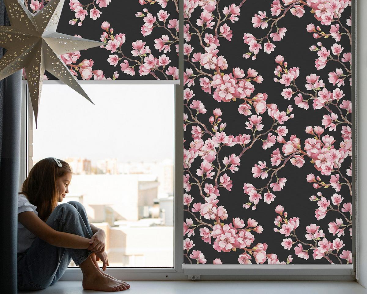 INNENROLLO - Fensterrollo - Rollo - 60x40 cm - Blüten vom Baum - Pink, Kunststoff (60/140/0.5cm) - TULUP