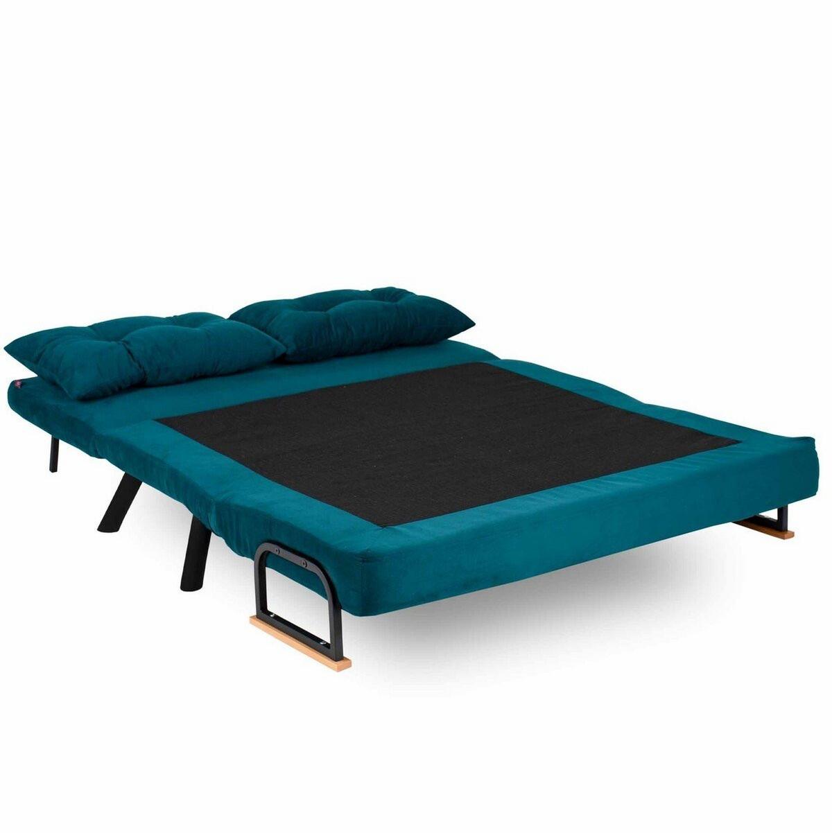 SCHLAFSOFA für 2 Personen mit Stoffbezug und Metallfüßen 133/50/41 cm - Grün, Metall (50/41/133cm) - Calicosy