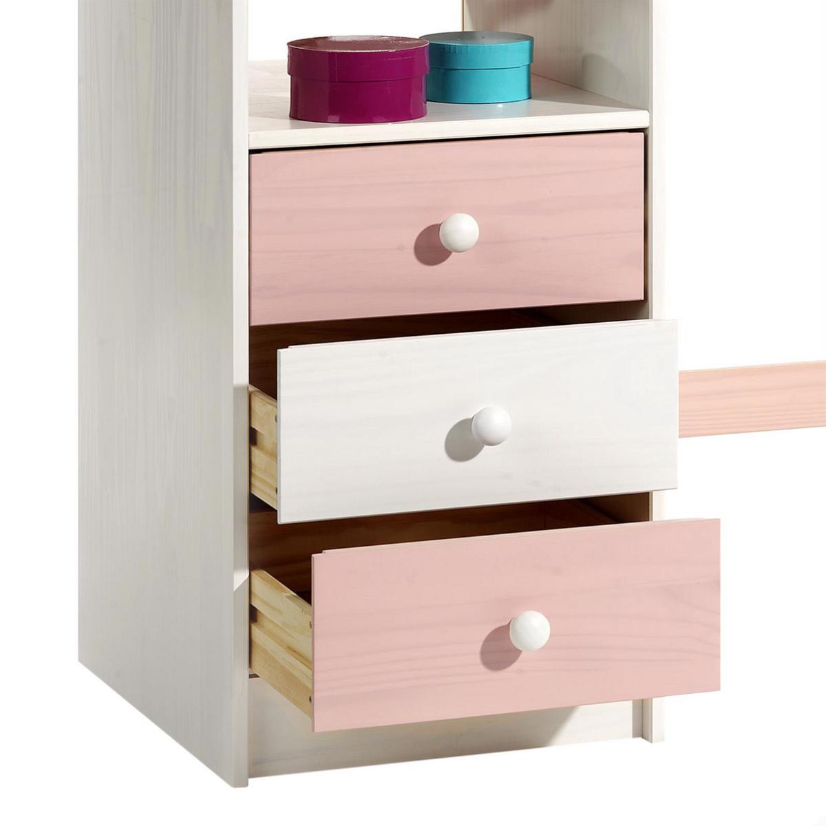 KINDERSCHREIBTISCH KEVIN - Weiß/Rosa, Holz (115/73/60cm) - IDIMEX