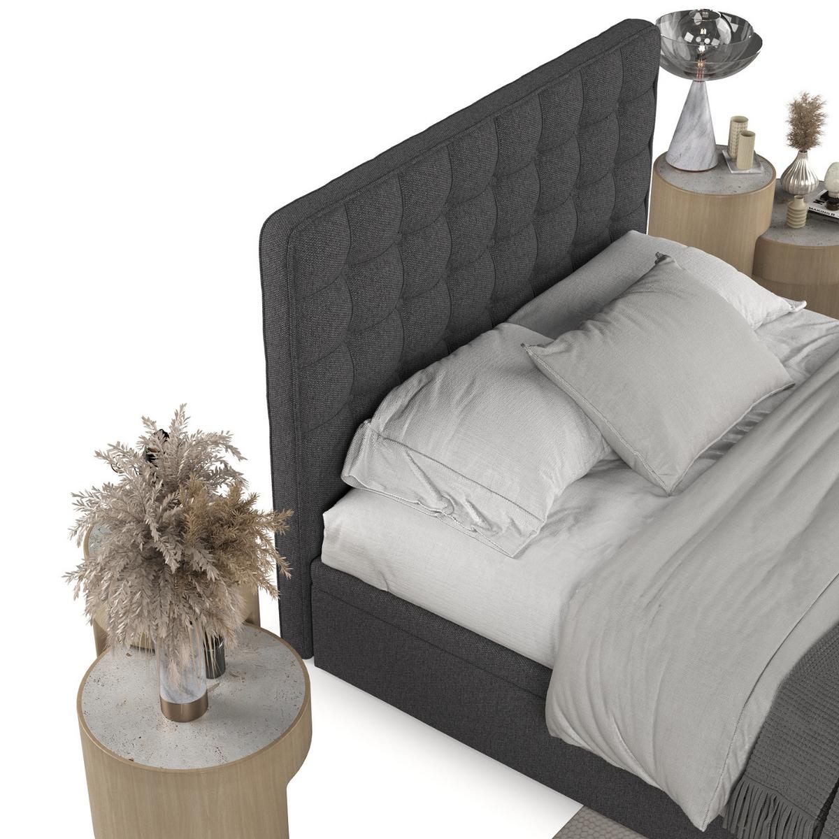 POLSTERBETT Celestia mit Stauraum 160/200 cm Anthrazit im Megan Stoff - Anthrazit/Schwarz, Holz/Holzwerkstoff (160/200cm) - AltaBeds