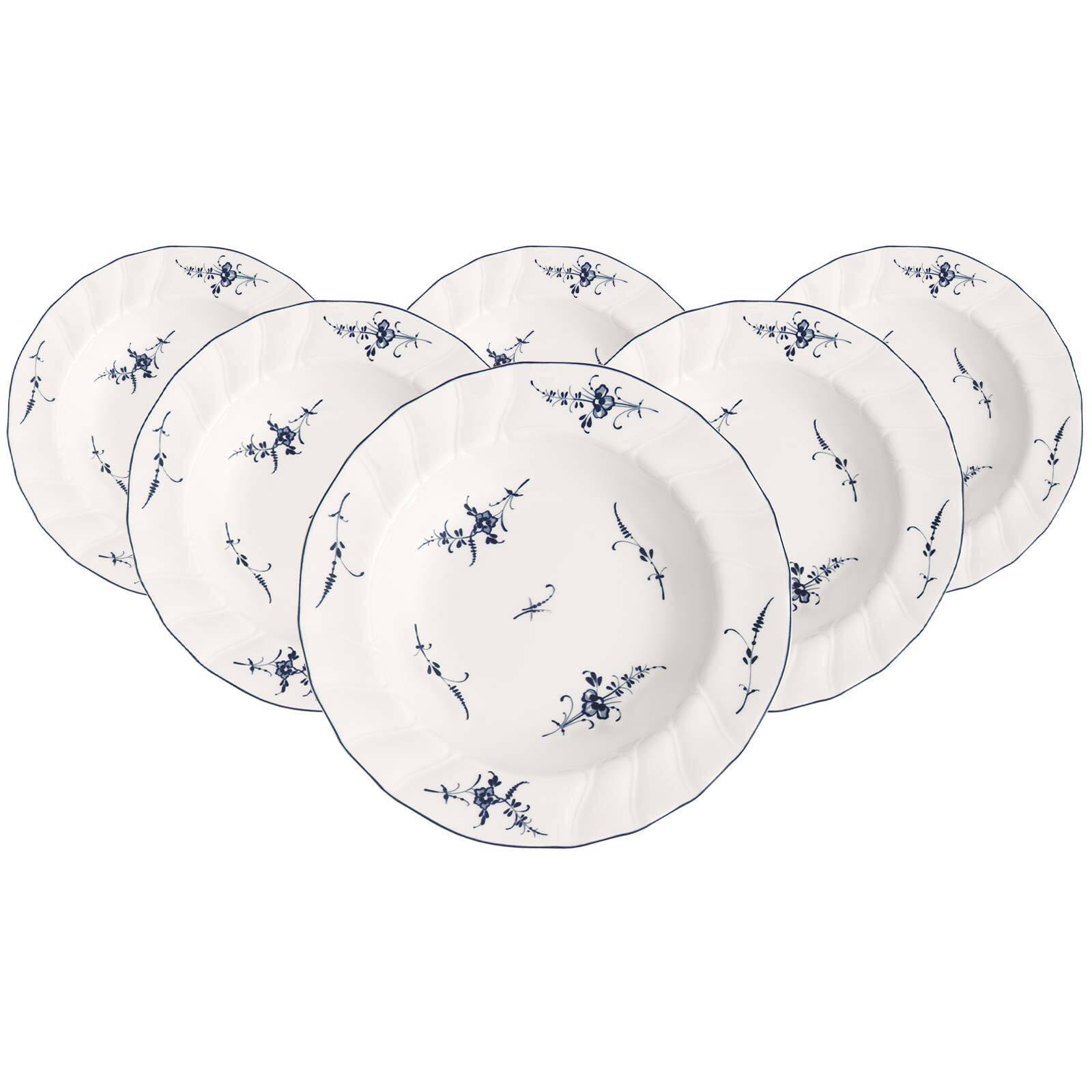 SUPPENTELLER Vieux Luxembourg weiß-blau ø 22,5 cm 6er Set - Blau/Weiß, Keramik (22.5cm) - Villeroy & Boch