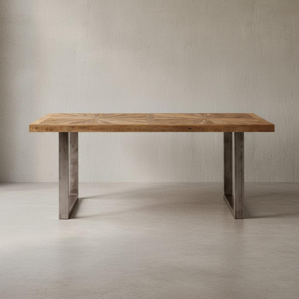 ESSTISCH Mango Massivholz Metallgestell Industrial, Braun 90x180x76 cm - Silberfarben/Braun, Holz/Metall (180/90/76cm) - KADIMA DESIGN