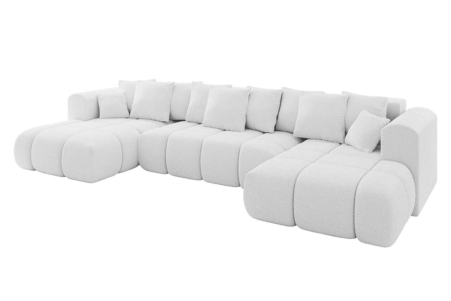 WOHNLANDSCHAFT CLOUD-U-v1 405x185x90 Weiß Bouclé - Weiß, Holzwerkstoff/Kunststoff (405/90/185cm) - ALTDECOR