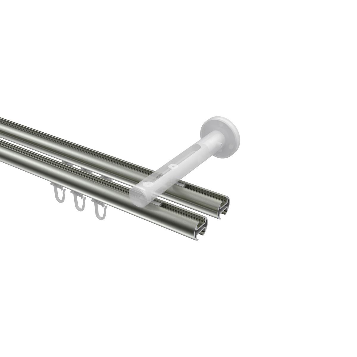 GARDINENSTANGE INNENLAUF Siteno Sitra 280 cm (geteilt in 2 x 140 cm), 2-läufig, 20 mm Ø Edelstahl-Optik - Edelstahlfarben, Metall (280cm) - INTERDECO