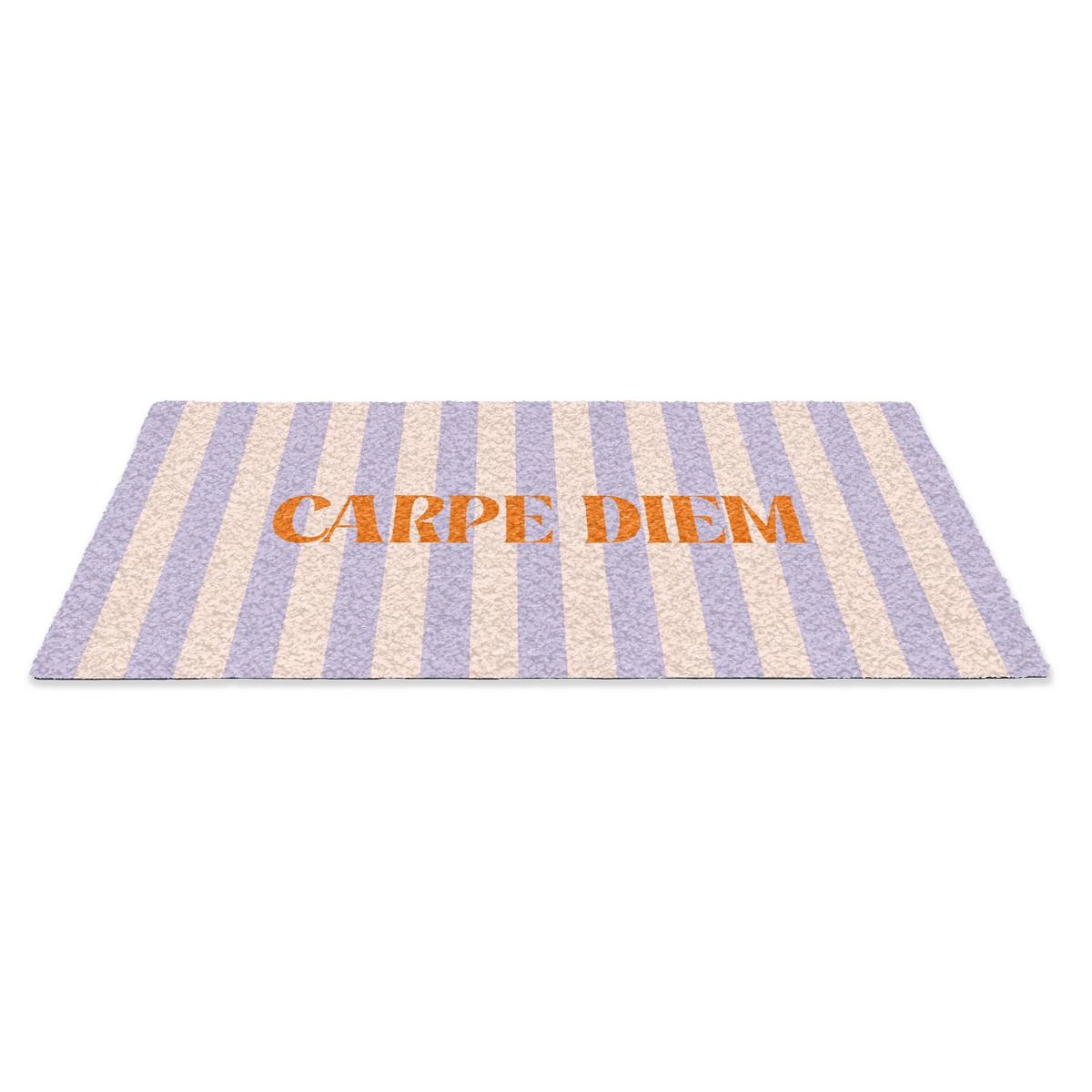 FUSSMATTE Lila – Orange – Streifen – Carpe Diem 60x40 cm - Flieder, Kunststoff (60/0.4cm) - MuchoWow