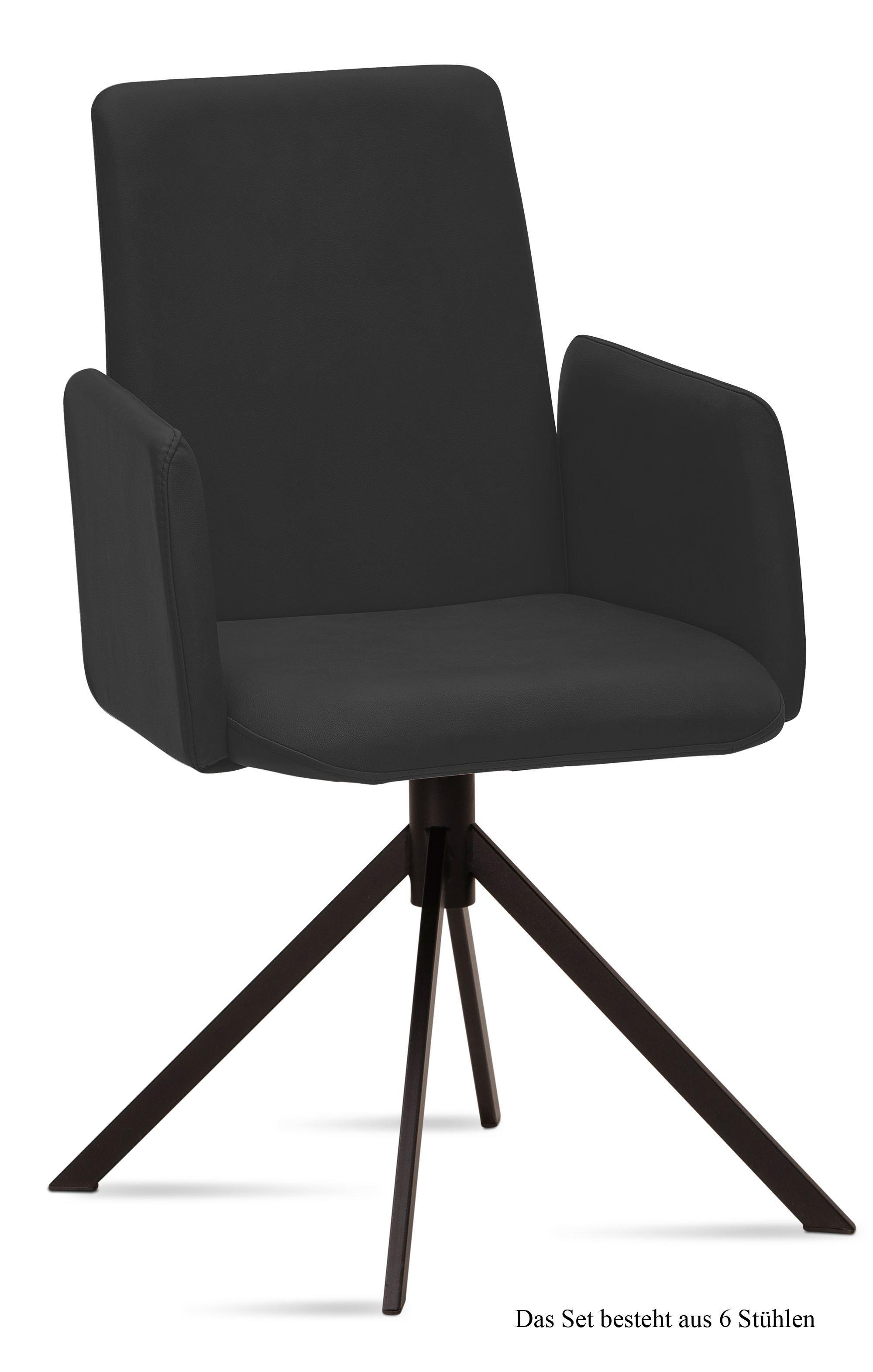 ARMLEHNSTUHL (6er-Set) Drina 52x92x60 Schwarz/Anthrazit - Anthrazit/Schwarz, Kunststoff (60/92/52cm) - 58aufmkessel