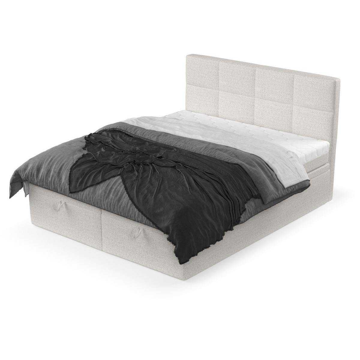 BOXBETT Tessa 160/200 cm Hellbeige im Riva Stoff - Sandfarben/Schwarz, Holz/Holzwerkstoff (160/200cm) - AltaBeds