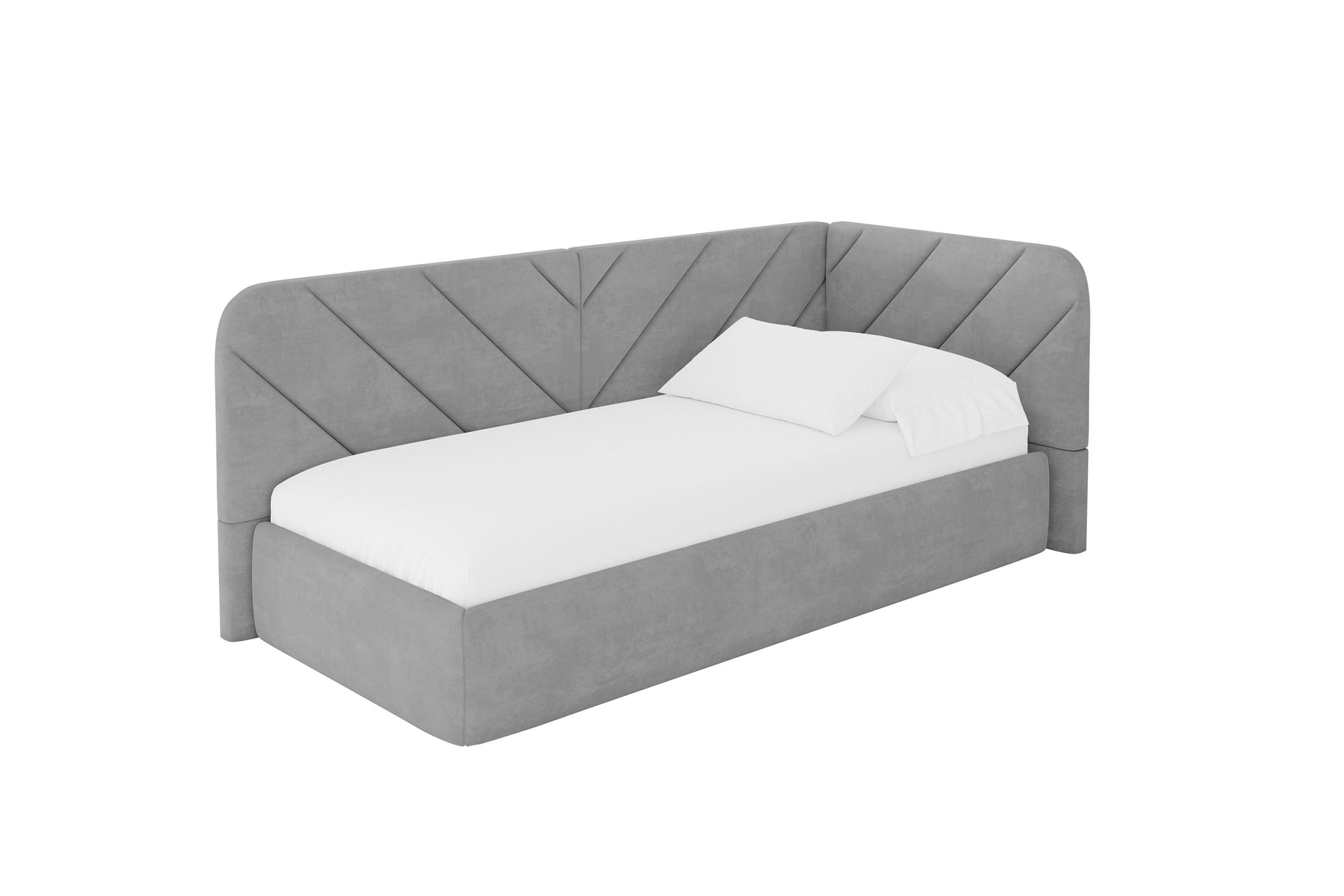 EINZELLBETT Jugendbett mit Bettkasten, Links - FIKY 100x200 Grau - Hellgrau, Holzwerkstoff/Textil (100/200cm) - ALTDECOR