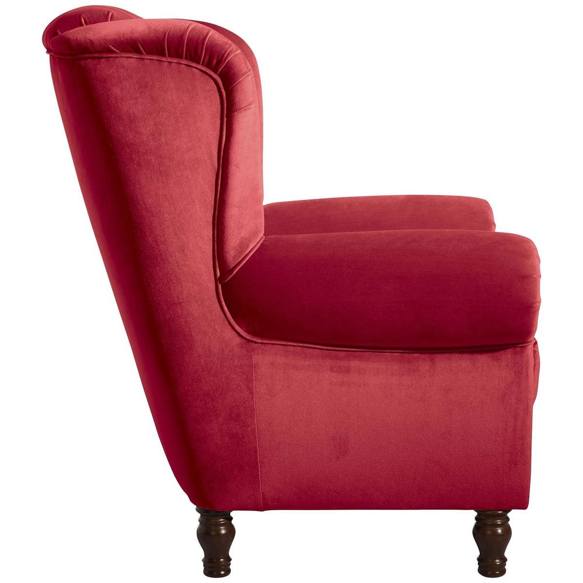 OHRENBACKENSESSEL Katreen Bezug Samtvelours Buche nussbaum dunkel / rot - Rot, Kunststoff (91/101/90cm) - 58aufmkessel
