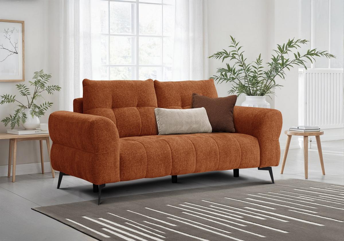 SOFA SALVINI 2,5-Sitzer, orange - Orange, Holz/Textil (206/88/99cm) - Wozimo