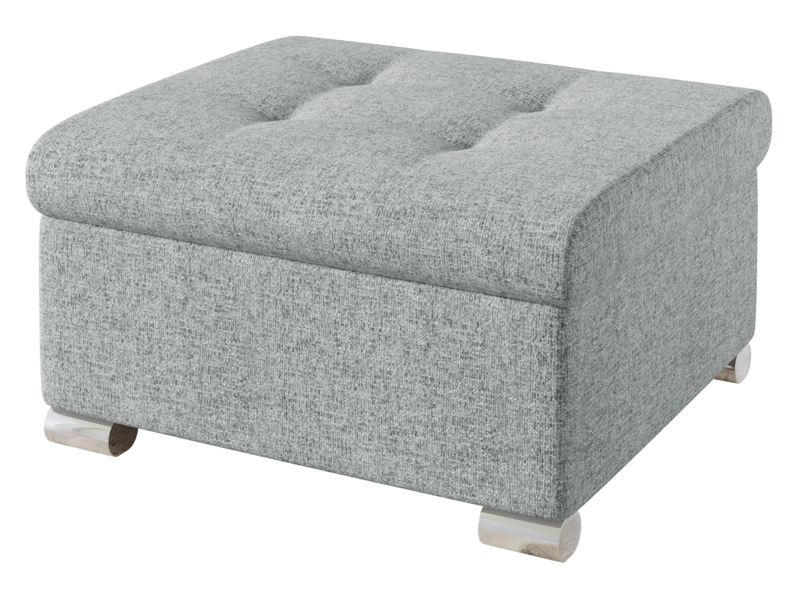 POLSTERHOCKER Niko Klein - Silberfarben/Hellgrau, Holz/Textil (70/41/68cm) - MIRJAN24