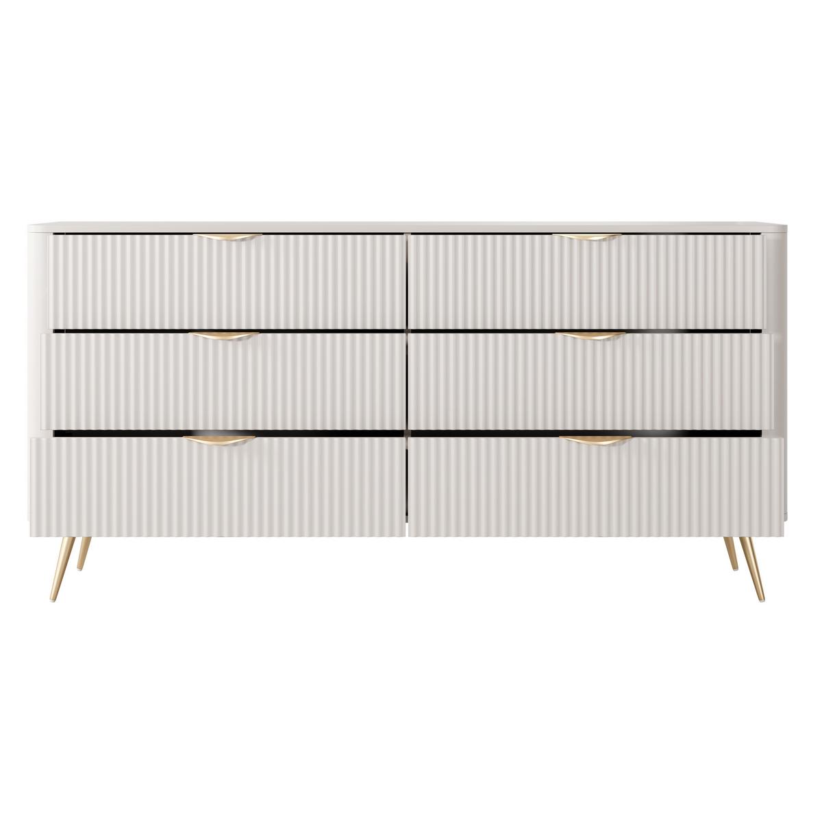 SIDEBOARD LANTANA 163/81/38 cm mit 6 Schubladen Beige - Beige, Holzwerkstoff (163/81/38cm) - MASSENO