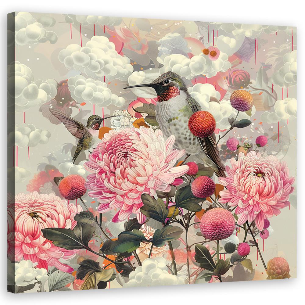 WANDBILD tiere blumen vögel - Multicolor, Textil (50/50cm) - Feeby