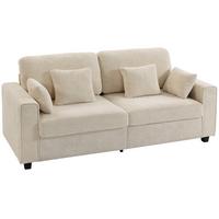 SOFA 3-Sitzer aus Polyester Beige - Beige/Schwarz, Holzwerkstoff/Kunststoff (85/90/211.5cm) - HOMCOM
