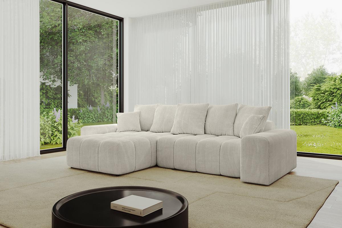 ECKSOFA Ottomane links ENIL-L 297x189x68 Creme Cord - Ecru/Creme, Holzwerkstoff/Kunststoff (297/189cm) - ALTDECOR