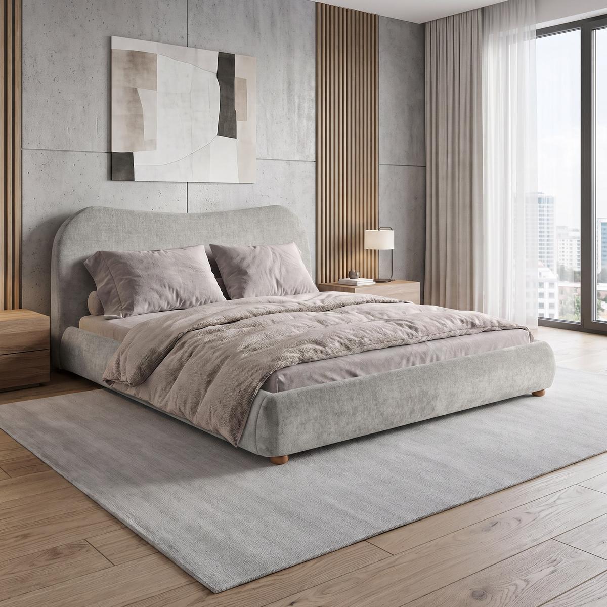 POLSTERBETT Sonho, Doppelbett 160x200 cm mit Schaumstoffmatratze 10 cm, Chenille-Stoff, Beige - Beige, Textil (160/200cm) - Beautysofa