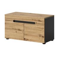 SCHUHBANK Eiche Artisan und grau 80 cm mit Soft-Close - Schwarz/Eiche Artisan, Holzwerkstoff/Kunststoff (80/45/37cm)