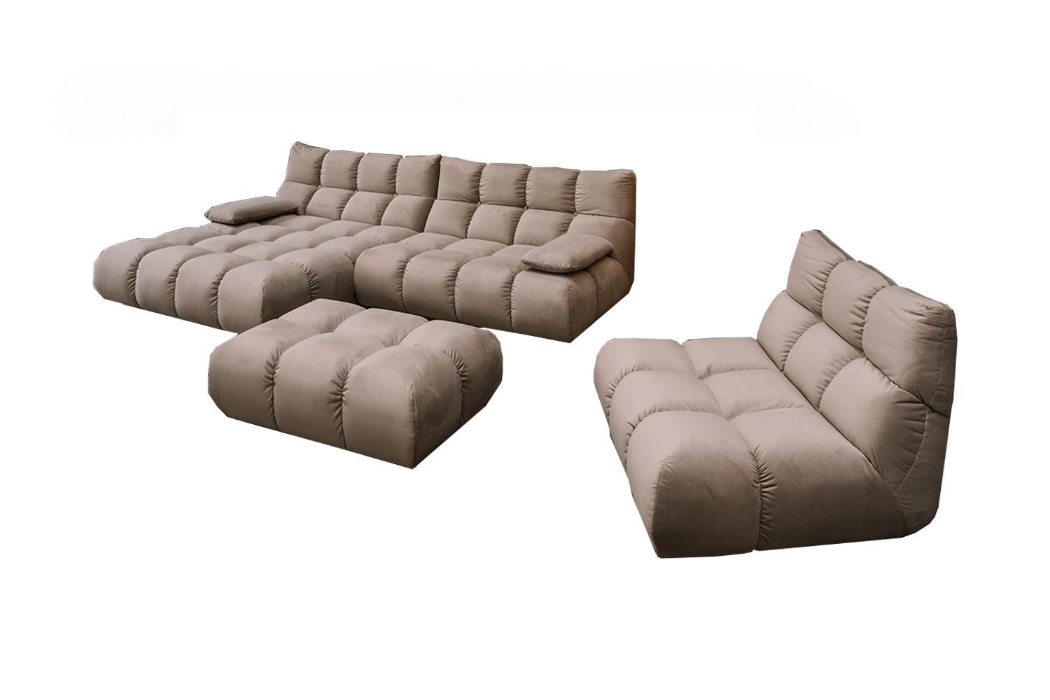 SITZGRUPPE VIVIEN 3ER SET Braun Velvet (1er-Set) - Braun, Kunststoff/Textil (510/85/359cm) - KAWOLA