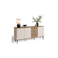 KOMMODE MOCHA 180/40,2/81,2 cm 3 Türen 3 Schubladen Kaschmir/Nussbaum Royal - Kaschmir/Schwarz, Holzwerkstoff/Metall (180/81.2/40.2cm) - Lookway