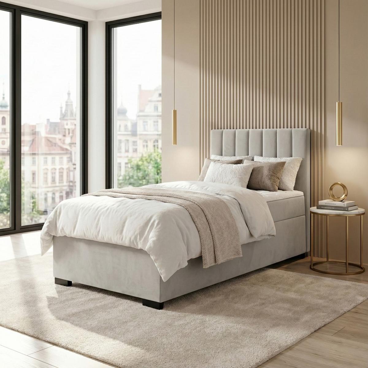 POLSTERBETT Eric 94/207/105 beige - Beige, Holzwerkstoff/Textil (90/200cm) - Beautysofa