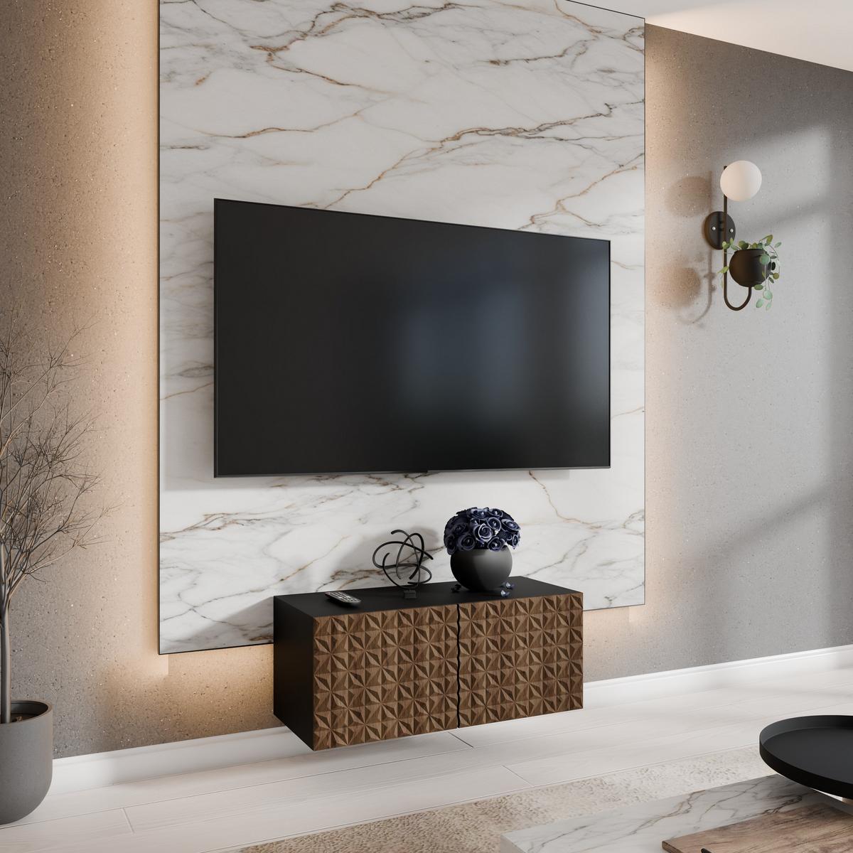 LOWBOARD ROVA 100/41/40 cm, Hängender TV-Schrank Schwarz / Eichefarben - Eichefarben/Schwarz, Holzwerkstoff (100/41/40cm) - MASSENO
